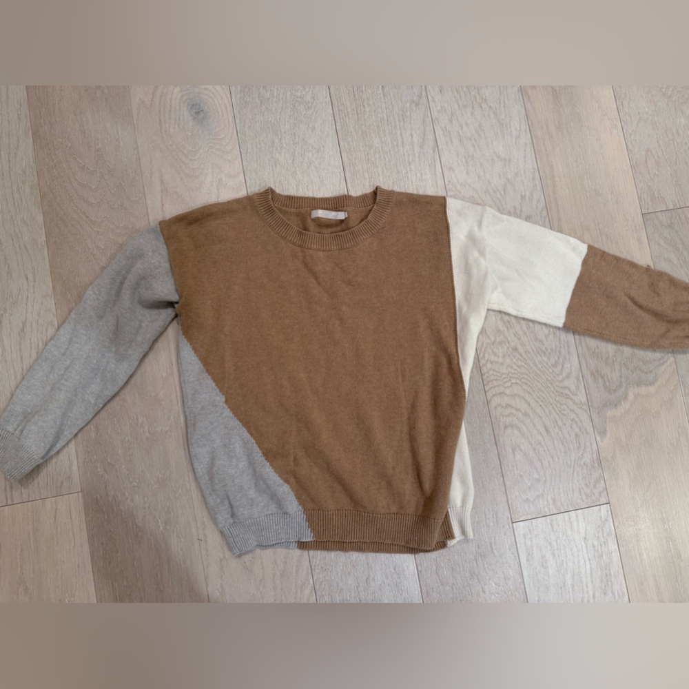 One Grey Day Beige, Grey and Cream crewneck sweater
